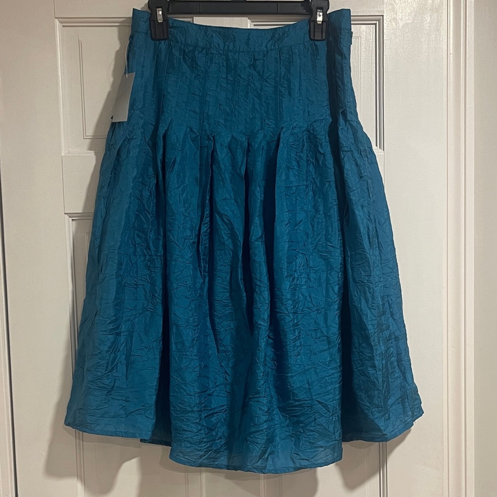WD-NY Teal A-Line Silk Skirt
